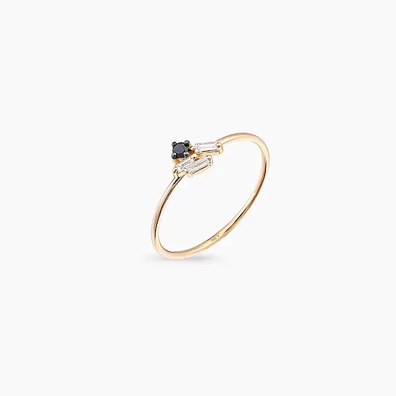 Seed 0.10 CT Black Diamond Rose Gold Ring - 3
