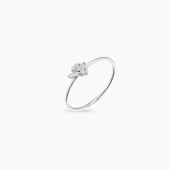 Seed 0.11 CT Baguette Cut Diamond White Gold Ring - 3