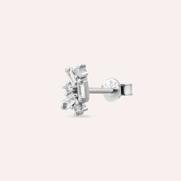 Seed 0.13 CT Baguette Cut Diamond White Gold Mini Single Earring - Nev Jewellery (1)