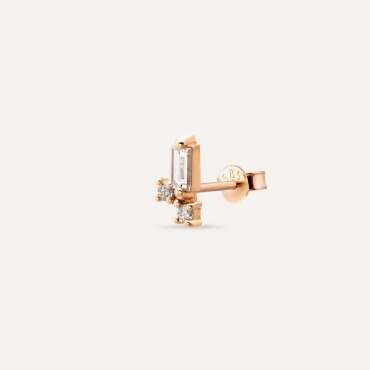 Seed 0.14 CT Baguette Cut Diamond Rose Gold Mini Single Earring - Nev Jewellery (1)