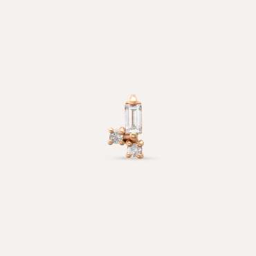 Seed 0.14 CT Baguette Cut Diamond Rose Gold Mini Single Earring - Nev Jewellery