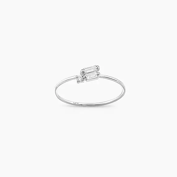 Seed 0.16 CT Baguette Cut Diamond White Gold Ring - 1