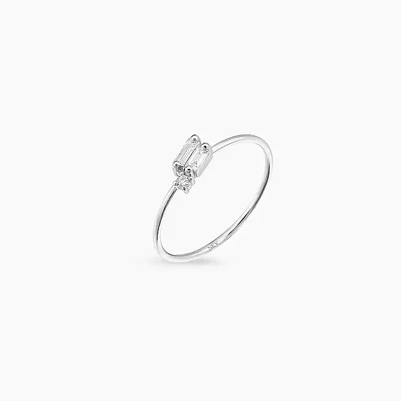 Seed 0.16 CT Baguette Cut Diamond White Gold Ring - 3