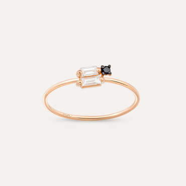 Seed 0.17 CT Black Diamond and Baguette Cut Diamond Ring - Nev Jewellery