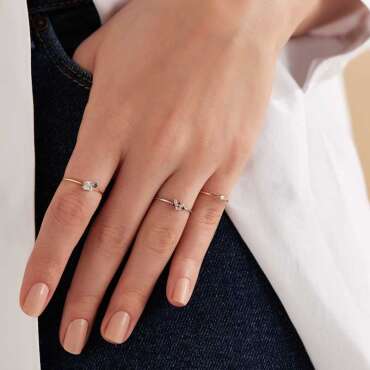 Seed 0.17 CT Blue Sapphire and Baguette Cut Diamond Ring - Nev Jewellery
