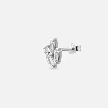 Seed 0.24 CT Baguette Cut Diamond White Gold Mini Single Earring - Nev Jewellery (1)