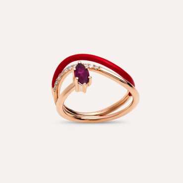 Sefe 0.71 CT Ruby and Diamond Red Enamel Ring - Nev Jewellery