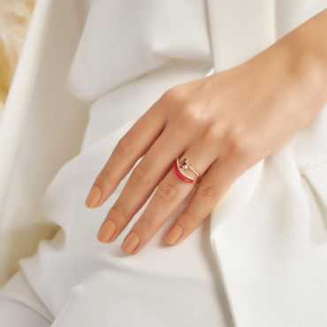 Sefe 0.71 CT Ruby and Diamond Red Enamel Ring - Nev Jewellery