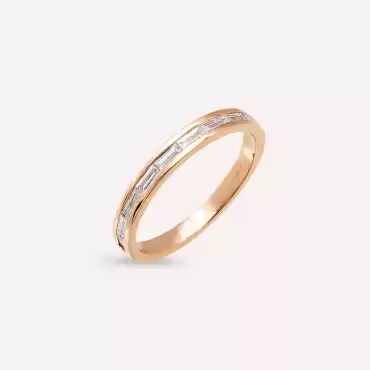 Sienna 0.40 CT Baguette Cut Diamond Rose Gold Half Eternity Ring - Nev Jewellery (1)