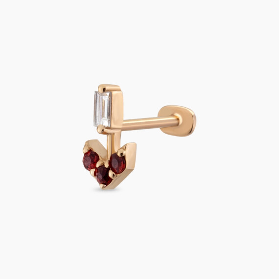 Sign Multicolor Sapphire and Baguette Cut Diamond Rose Gold Piercing - Nev Jewellery
