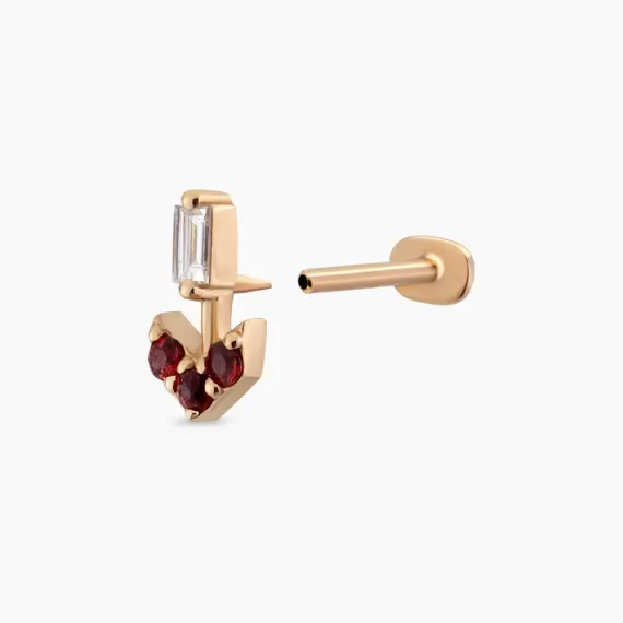 Sign Multicolor Sapphire and Baguette Cut Diamond Rose Gold Piercing - 4