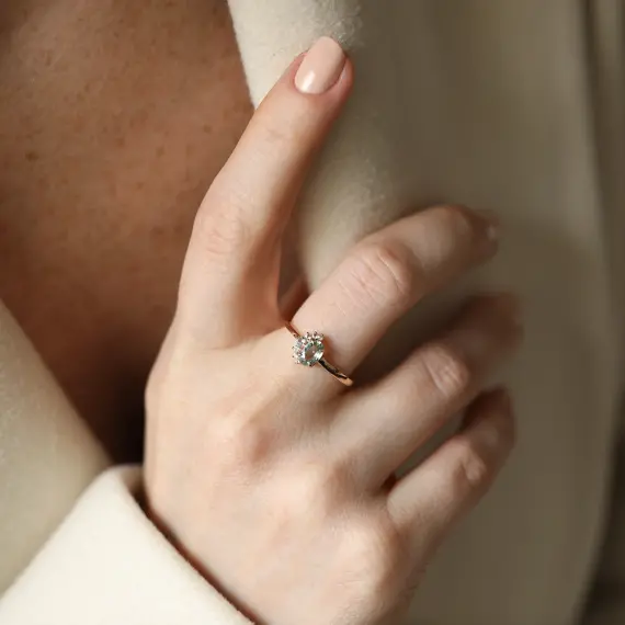 Sofia Green Sapphire Rose Gold Ring - 2