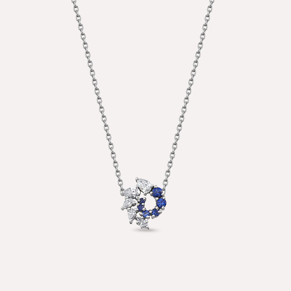 Sophia 0.45 CT Sapphire and Diamond White Gold Necklace - Nev Jewellery (1)