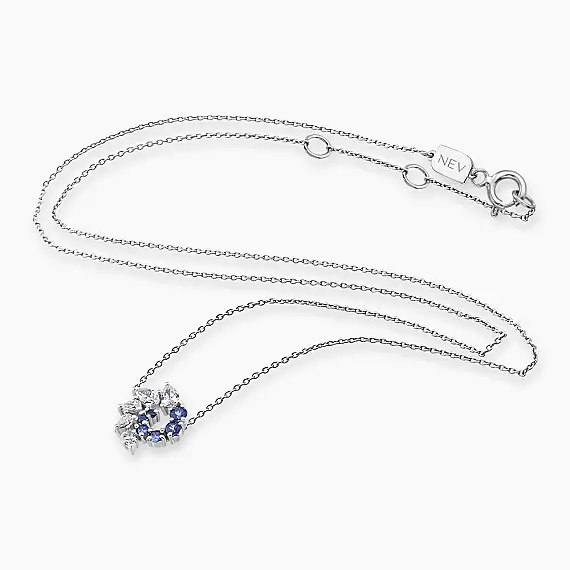 Sophia 0.45 CT Sapphire and Diamond White Gold Necklace - 3