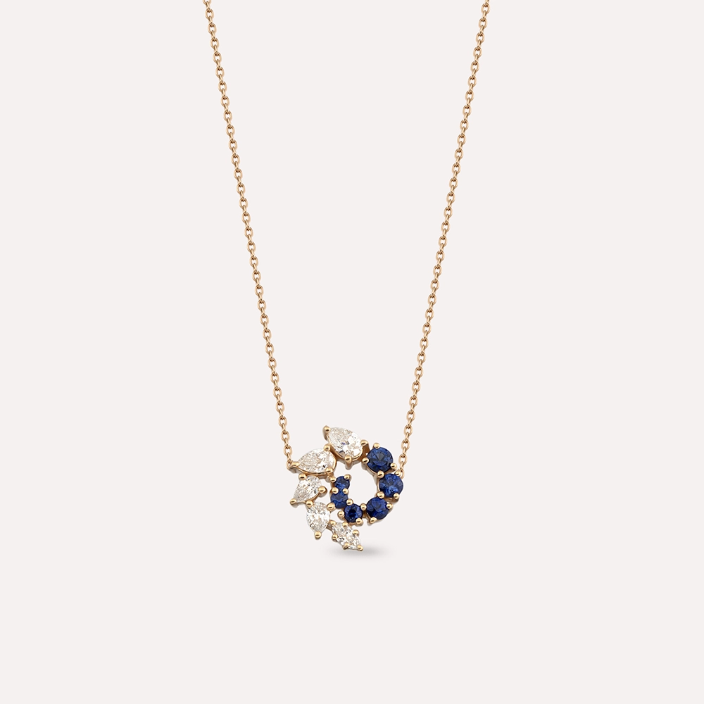 Sophia 0.49 CT Sapphire and Diamond Rose Gold Necklace - Nev Jewellery (1)