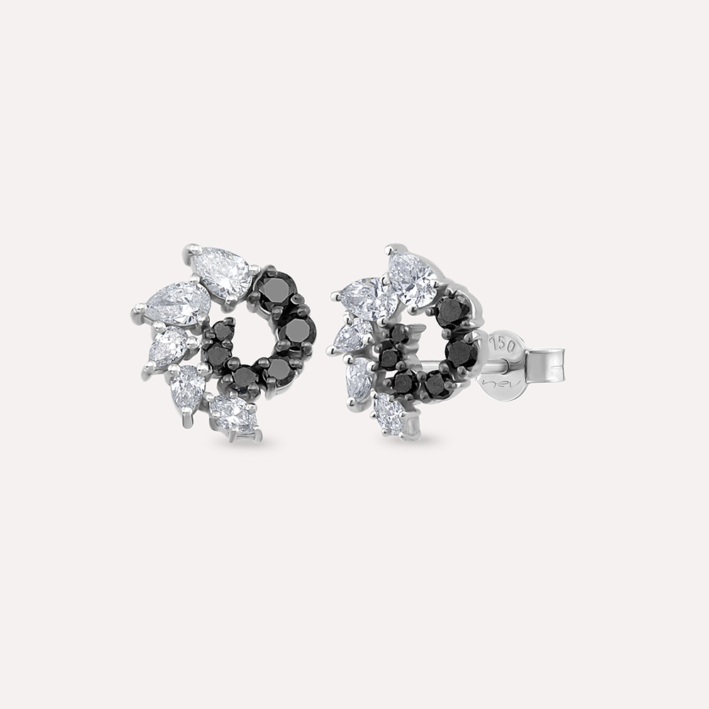 Sophia 0.95 CT Black Diamond White Gold Earring - Nev Jewellery (1)