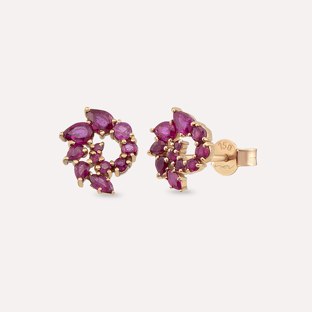Sophia 1.50 CT Ruby Rose Gold Earring - Nev Jewellery (1)