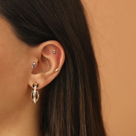 Spes Black Diamond Rose Gold Piercing - Nev Jewellery