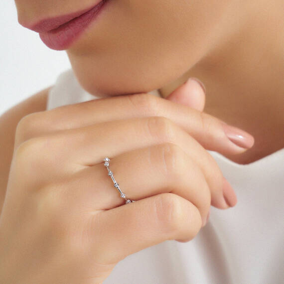 Sprit 0.12 CT Diamond White Gold Ring - 5