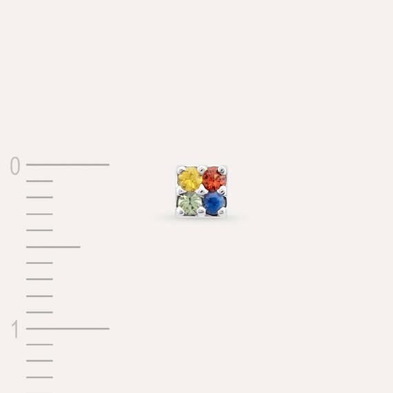 Square 0.06 CT Multicolor Sapphire Mini Single Earring - 3
