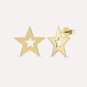 Star Yellow Gold Earring - Nev Jewellery (1)
