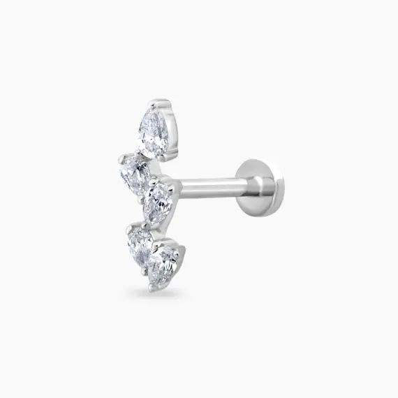 Step Pear Cut Diamond White Gold Piercing - 2
