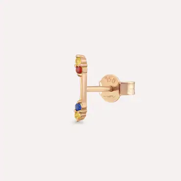 Stick Multicolor Sapphire Rose Gold Single Earring - Nev Jewellery (1)