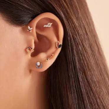 Stick Multicolor Sapphire Rose Gold Single Earring - Nev Jewellery (1)