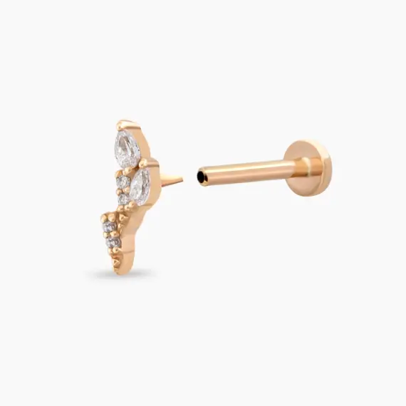 Storm Pear Cut Diamond Rose Gold Piercing - 3