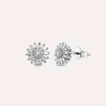 Güneş 0.42 CT Baguette Cut Diamond White Gold Earring - Nev Jewellery