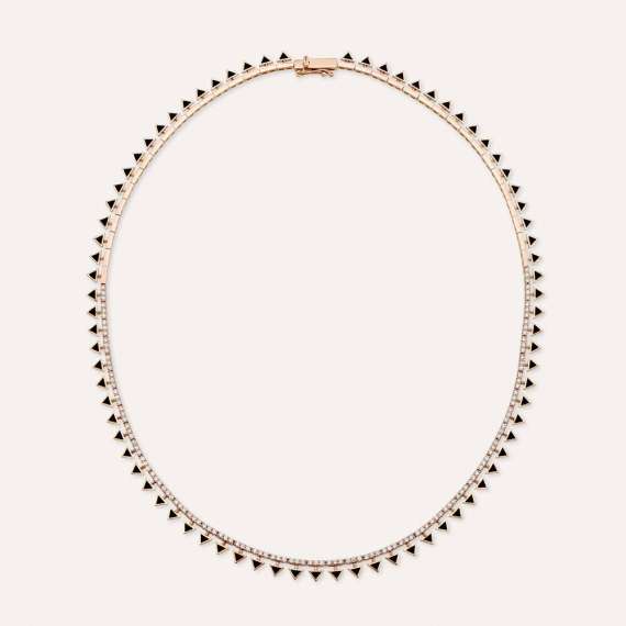 Sun 1.58 CT Diamond and Black Enamel Necklace - 1