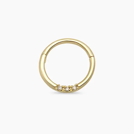 Sunny Diamond Yellow Gold Hoop Piercing - 1