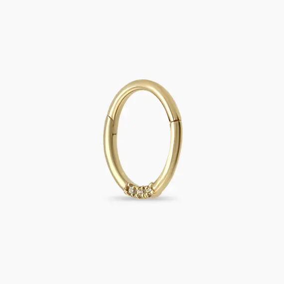 Sunny Diamond Yellow Gold Hoop Piercing - 4