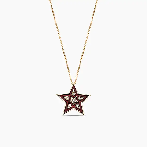 Supernova 0.13 CT Diamond and Burgundy Enamel Pendant - 2