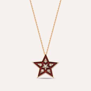 Supernova 0.13 CT Diamond and Burgundy Enamel Pendant - Nev Jewellery