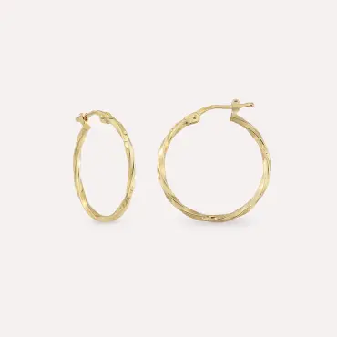 Swirl Yellow Gold Hoop Earring - Nev Jewellery (1)