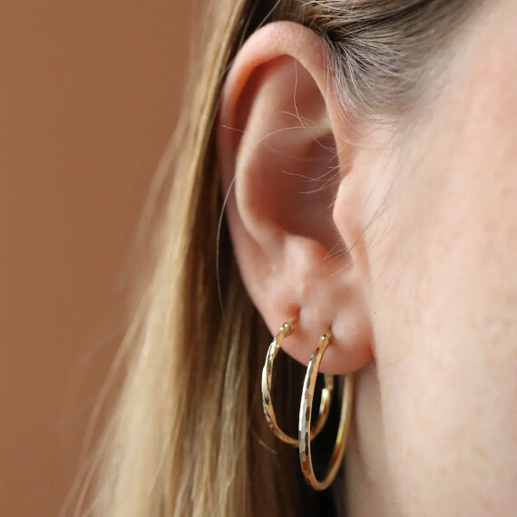 Swirl Yellow Gold Hoop Earring - Nev Jewellery