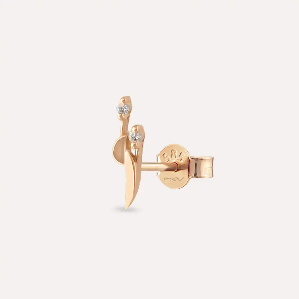 Sword Diamond Rose Gold Single Earring - Nev Jewellery (1)