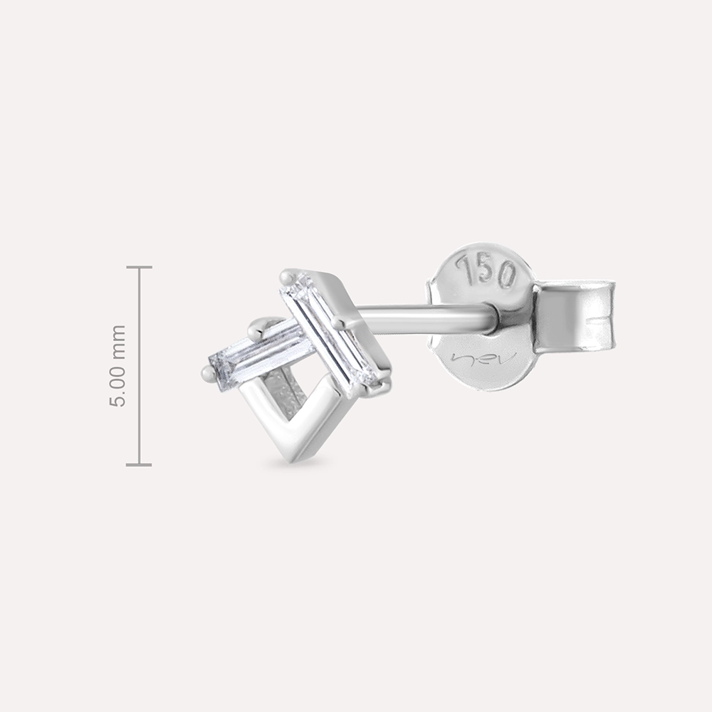 Tesi Baguette Cut Diamond White Gold Earring - 3