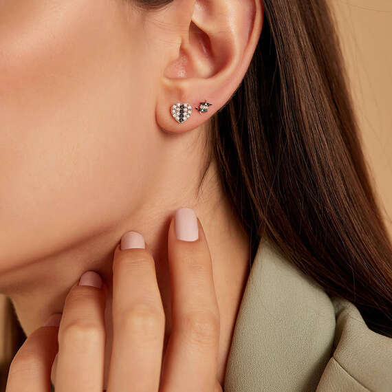 Thorn Black Diamond Rose Gold Single Earring - 2