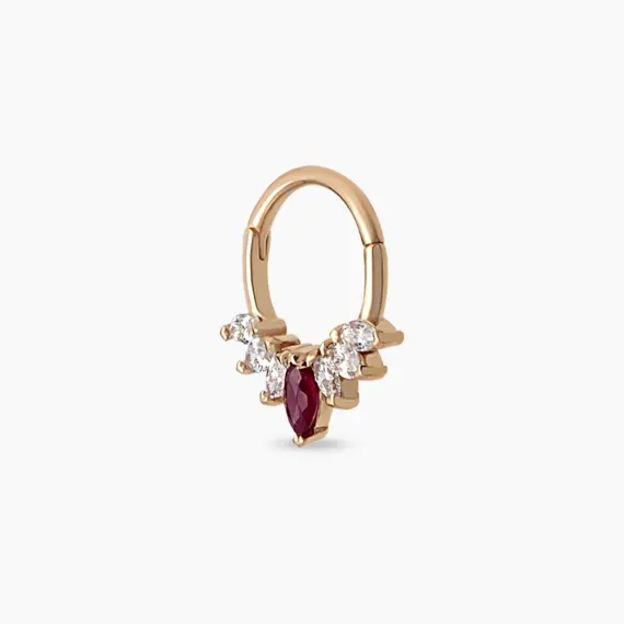 Tinka Ruby and Diamond Rose Gold Hoop Piercing - 4