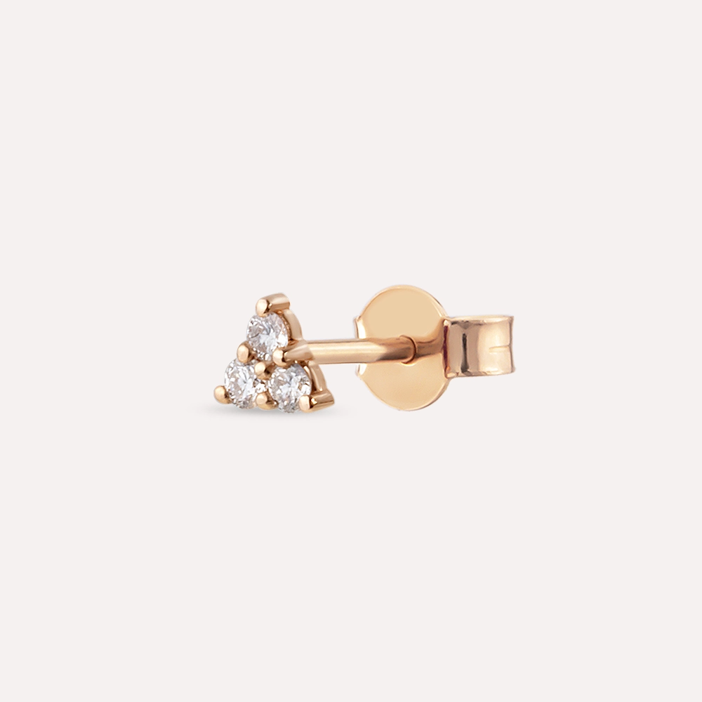 Triangle Diamond Rose Gold Mini Single Earring - Nev Jewellery (1)