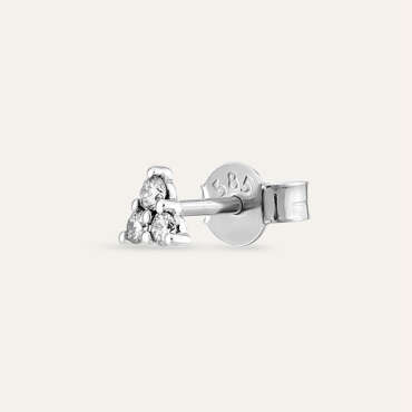 Triangle Diamond White Gold Mini Single Earring - Nev Jewellery