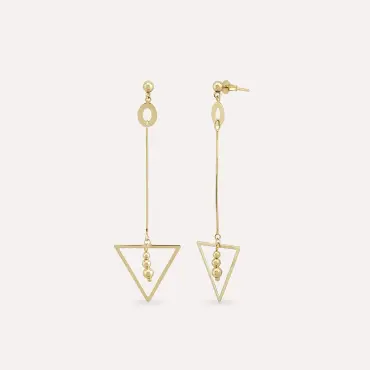 Trine Yellow Gold Dangling Earring - Nev Jewellery (1)