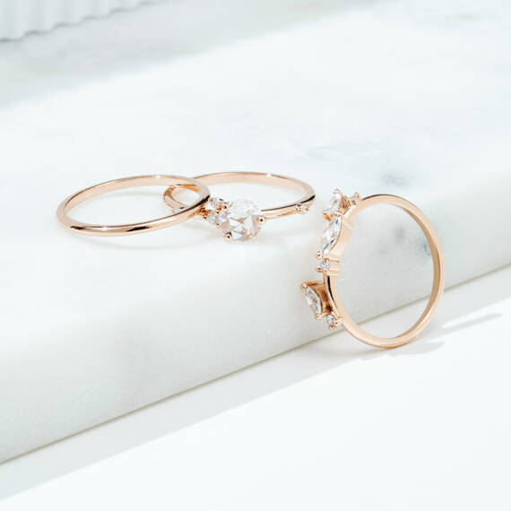 Trio 0.42 CT Marquise Cut Diamond Rose Gold Ring - 5