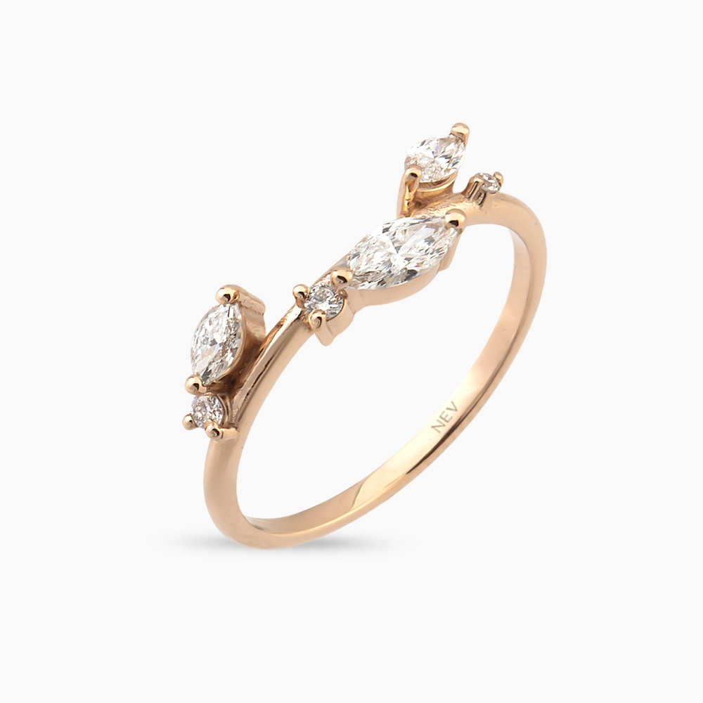 Trio 0.42 CT Marquise Cut Diamond Rose Gold Ring - 2