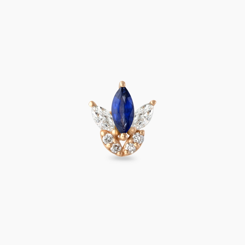 Tulip Marquise Cut Safir and Diamond Rose Gold Piercing - 3