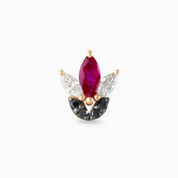 Tulip Ruby and Black Diamond Rose Gold Piercing - 3