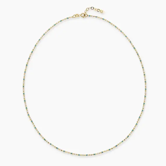 Turquoise and White Enamel Yellow Gold Golf Necklace - 1