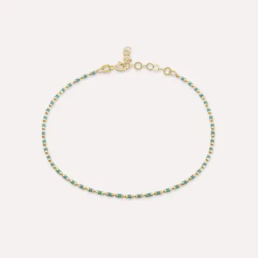 Turquoise Enamel Yellow Gold Golf Bracelet - Nev Jewellery (1)